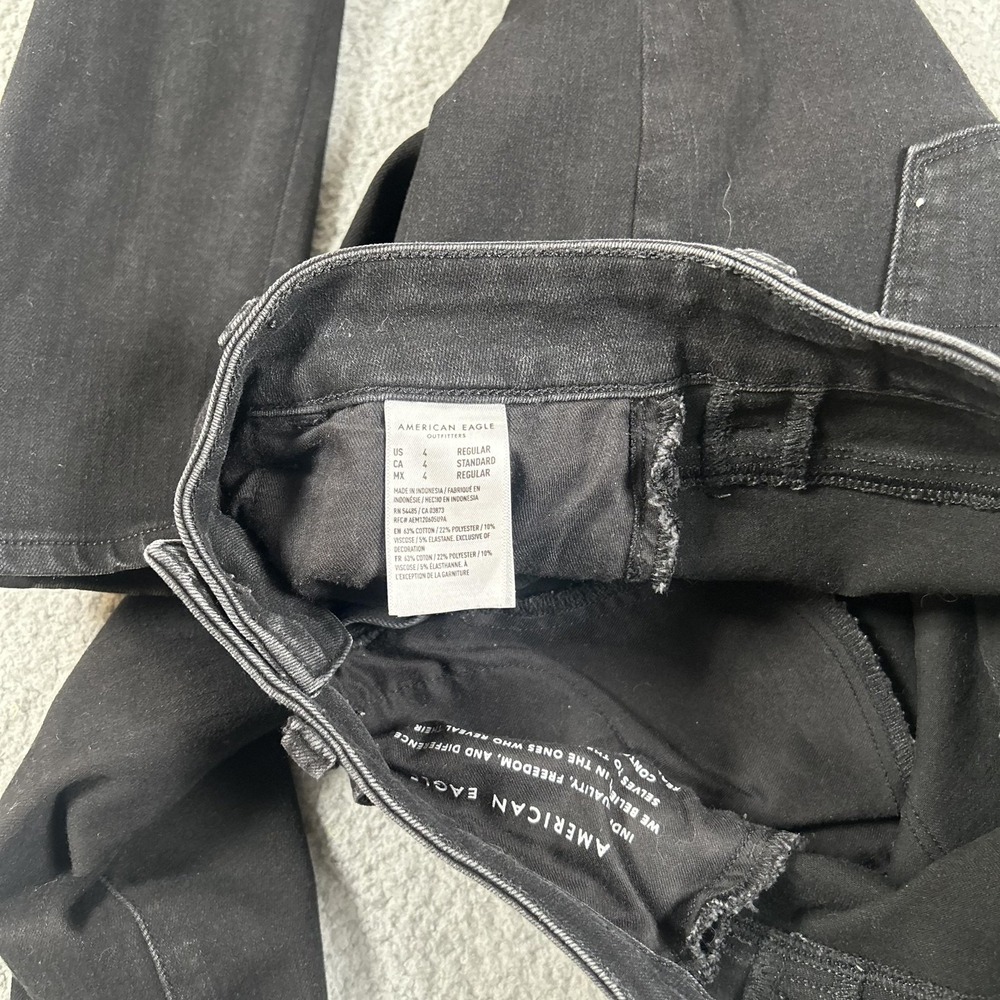 American Eagle Jegging Jeans Womens 6 Black High Rise Skinny Stretch Denim Pants - Picture 5 of 16